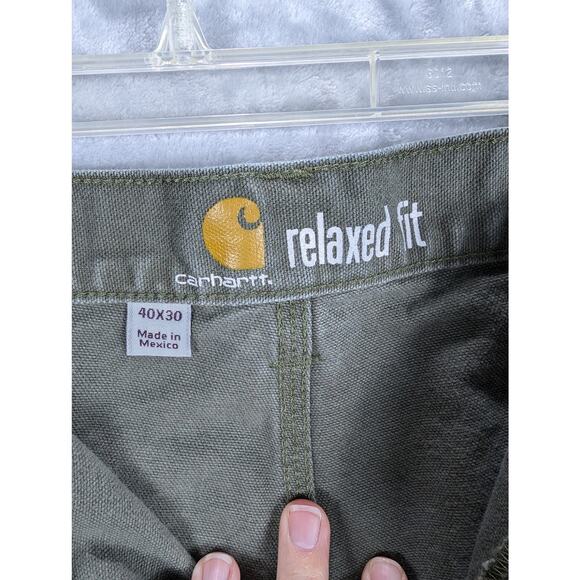 Carhartt Jeans Mens 40x30 Relaxed Fit Carpenter Pants Green Rugged Work Farm - Picture 7 of 10